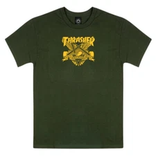 Thrasher Magazine X Anti Hero EAGLEGRAM Skateboard T Shirt FOREST GREEN