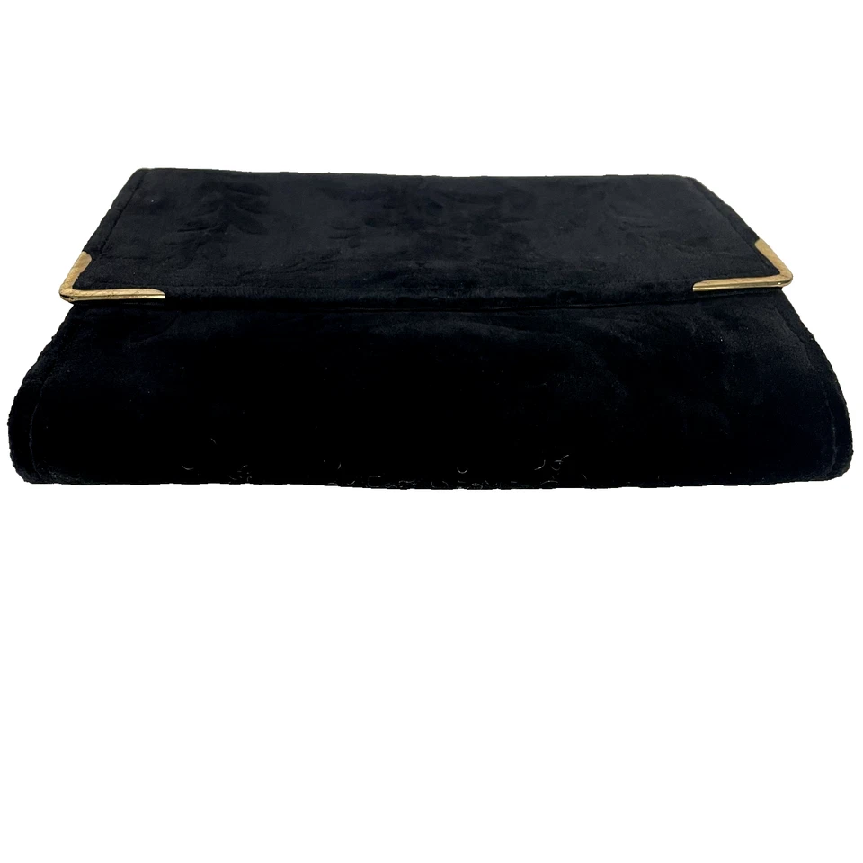 Velvet Clutch Menestrier Paris Moiré Lining Gold Trim Mid-Century VTG France - Image 4 of 4
