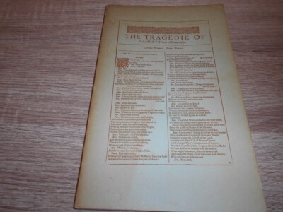 Hamlet William Shakespeare. Text of First Folio 1623 Facsimile 1969 Scolar Press