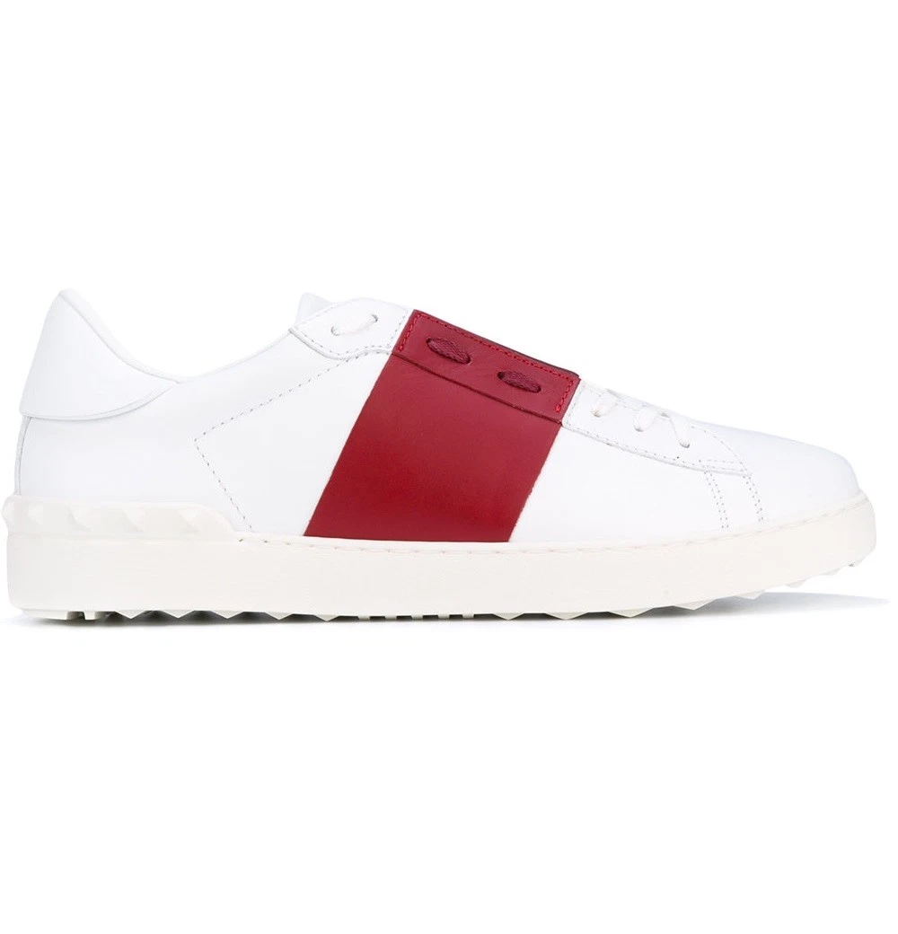 100% Valentino Low Top Stud Sneakers Shoes White/Red Italy | eBay