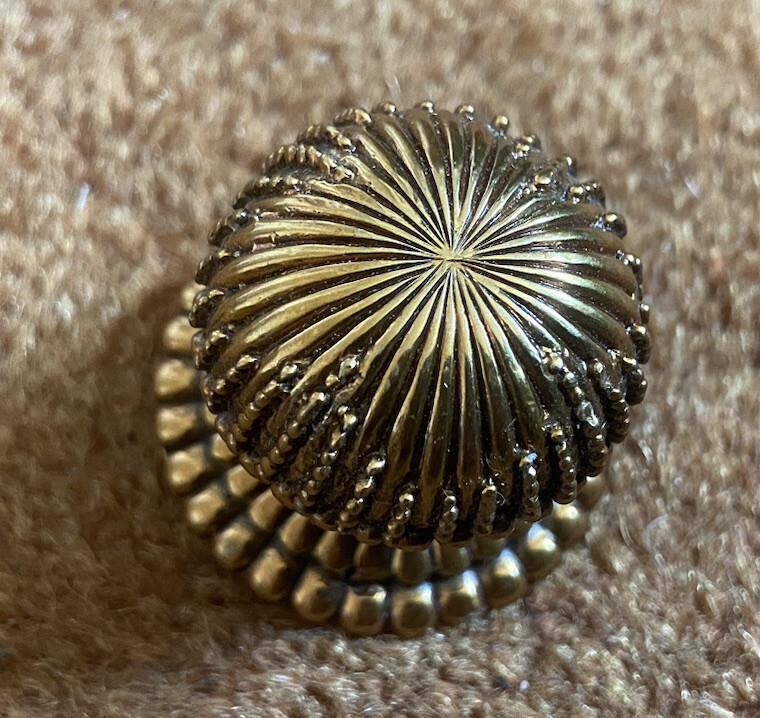 Art Deco 1 1/4" Diameter Solid Brass Small Domed Knob with Matching Back A/B