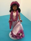 Hard Plastic 8”  Hawaiian Doll dressed in lavender gown with stand — photo 1