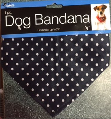Polka Dot Dog Bandana with Snap Closure - Collar - Red, Blue, Black - Up to 22''