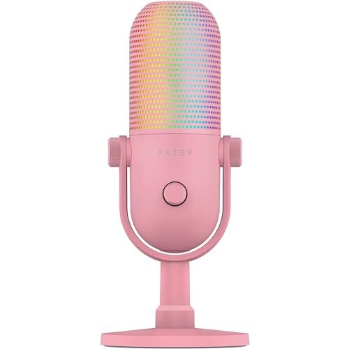 Razer Seiren V3 Chroma Quartz コンデンサーマイク Razer Razor SEIREN V3 CHROMA (Quartz Pink) Condenser Mike Multi