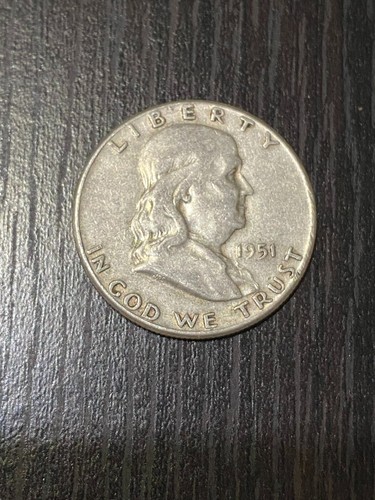 FRANKLIN HALF DOLLAR 1951 COIN - VF(Very Fine) with 90% Silver, 10% Copper