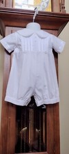 Infant Baby Boys White Christening Wedding Romper Baptism Outfit  Size 0-12 M