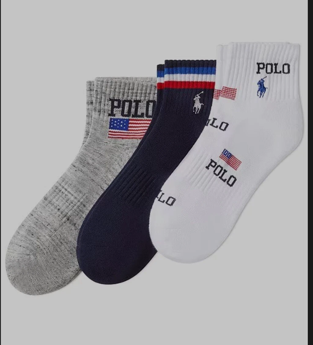 Polo Ralph Lauren 3 Pairs Classic Men Flag Sport Multi Socks Shoe Size 10-13
Opens in a new window o