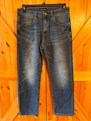 Indigo Alpha Jeans 32x30 Slim Straight Stretch 360 Flextech waist Distressed Nwt