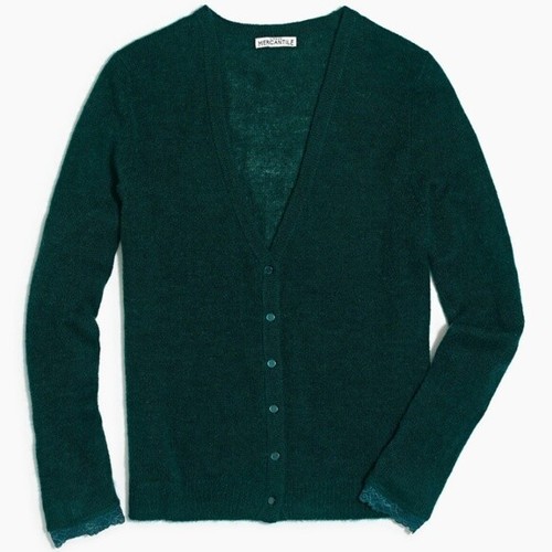 J.Crew Lace Sleeve Cardigan Sweater 