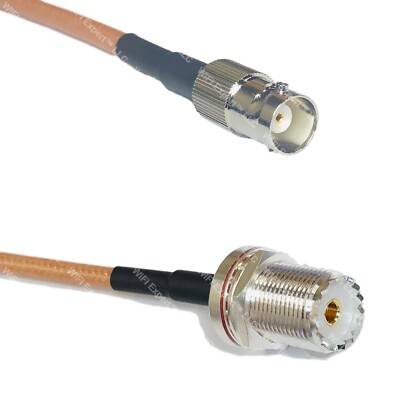 RG400 BNC FEMALE to UHF Female BULKHEAD RF Cable FAST-SHIP LOT