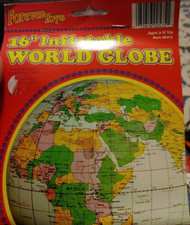 16" Inflatable Blue Opaque WORLD GLOBE Forever Toys NEW Ages 3 Up