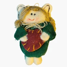 Handmade Felt Angel Christmas Ornament Holding Heart Love