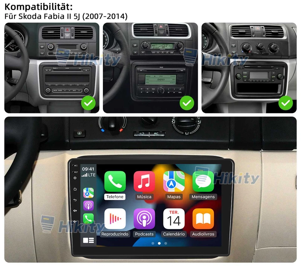 10,1 Zoll Android CarPlay Autoradio GPS Navi + Kamera Für Skoda Fabia 2007-2014 - Bild 2 von 4
