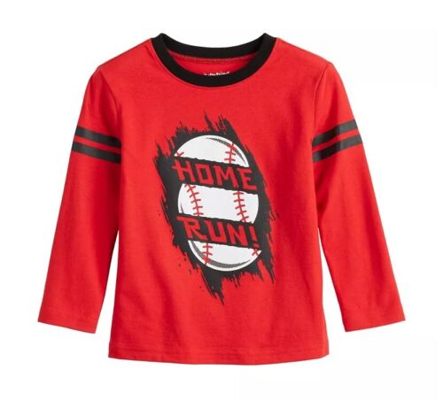 Long-Sleeve Toddler Boys Graphic Tee Shirt, Home Run Red, Size 5T