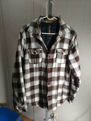 Billabong Straight Fit Quilt Lined Button Up Brown Plaid Jacket Size