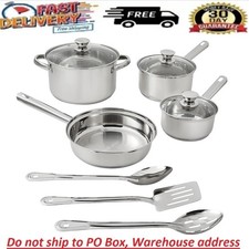 10-Piece Stainless Steel Cookware Set Pots an...