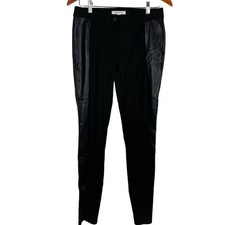 White House Black Market Leggings Faux Leather Side Detail Black Women's Size 2