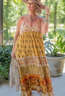 Jaded Gypsy Patchwork Dreams Halter Dress Size S/M Cotton Hippie Boho Beach