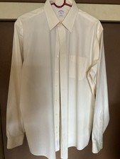 Brooks Brothers Button Down Shirt Mens 16-6/7 Ivory Long Sleeve Non Iron