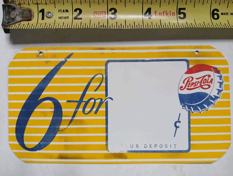 Винтажный 1950-х «PEPSI COLA» «6 для» металлический вешалка полка знак... редкая находка!! - Изображение 2 из 3