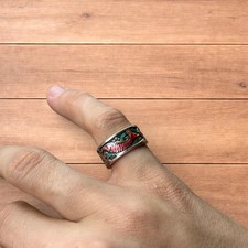 Lovely vintage style stainless steel retro fish band ring in silver.