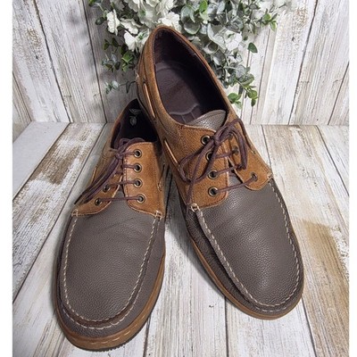 Tandy Homme Mens Leather Boat Shoes Two Tone Brown Grey 50828A 265E Size US 8.5