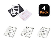 4 Pack Stainless Steel 11in1 Credit Card Multitool Wallet Camping EDC Surviva...