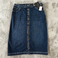 NWT Lee Vintage Modern High Rise Midi Denim Skirt 33 Western Rodeo Button Front
