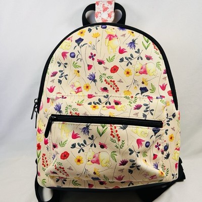 Disney Winnie The Pooh Floral Mini Backpack Cream Faux Leather Bioworld Bag