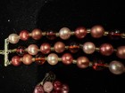 Vintage Red & Pink Shiny Beaded Strand Necklace & Matching Earrings Marked Japan — photo 10