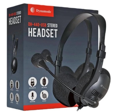 Dynamode USB Over-Head Stereo Kopfhörer, schwarz - DH-440-USB