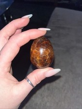 Fire Agate Crystal Egg Natural Gemstone 5cm x 3.5cm Healing Stone
