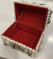 Handmade Nautical Seashell Trinket Box, Red I...