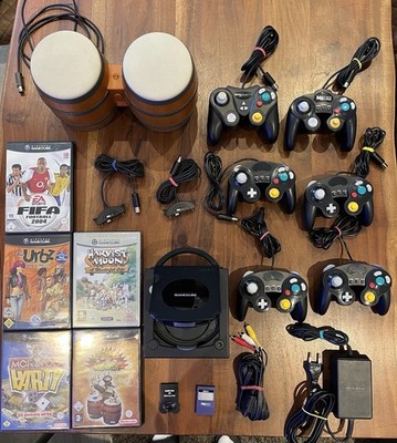 Nintendo GameCube Konsole PAL Set 5 Spiele + 6 Controller + DK Bongos