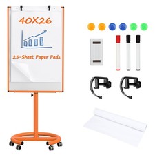 Mobile Whiteboard, 40x26 Inches White Board on Wheels, Magnetic Dry Erase Boa...