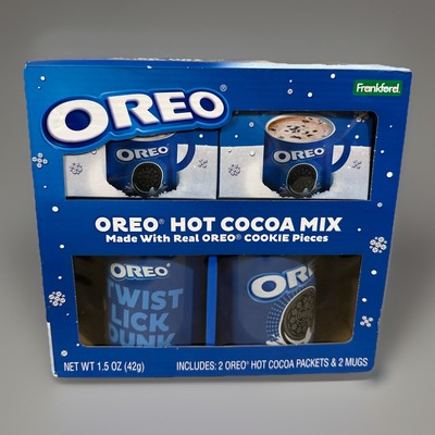 OREO Mugs 2pk with 2 OREO Hot Cocoa Mix Box Set 2oz