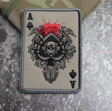 Ace of Spades Death Card Tactical Morale Patch 4x3" Embroidered Hook and Loop