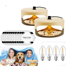 Flea Trap x2 Electric Lamp Killer With Bulbs Light Disc Pest Control Sticky Pad
