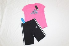 NWT GIRLS ADIDAS SZ S 8-10 BIKE SHORTS BLACK, SHIRT