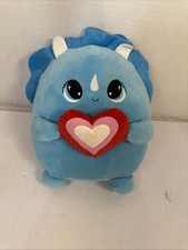 Smiling Blue Triceratops With Heart Plush