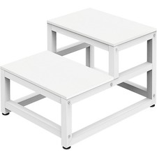 Heavy Duty 2 Tier Wooden Step Stool for Adults Kids, Small Bed Step Footstool