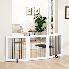 Freestanding Wooden Pet Gate for House, Foldable Indoor Dog Gate for Doorways...