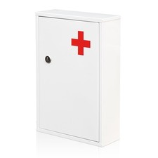 Steel Wall-Mount Lockable Medical Cabinet, 2-Tier Medical Box with Key, Metal...
