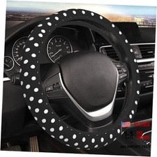 Black And White Polka Dot Steering Wheel Covers Universal 15 Inch Anti Slip