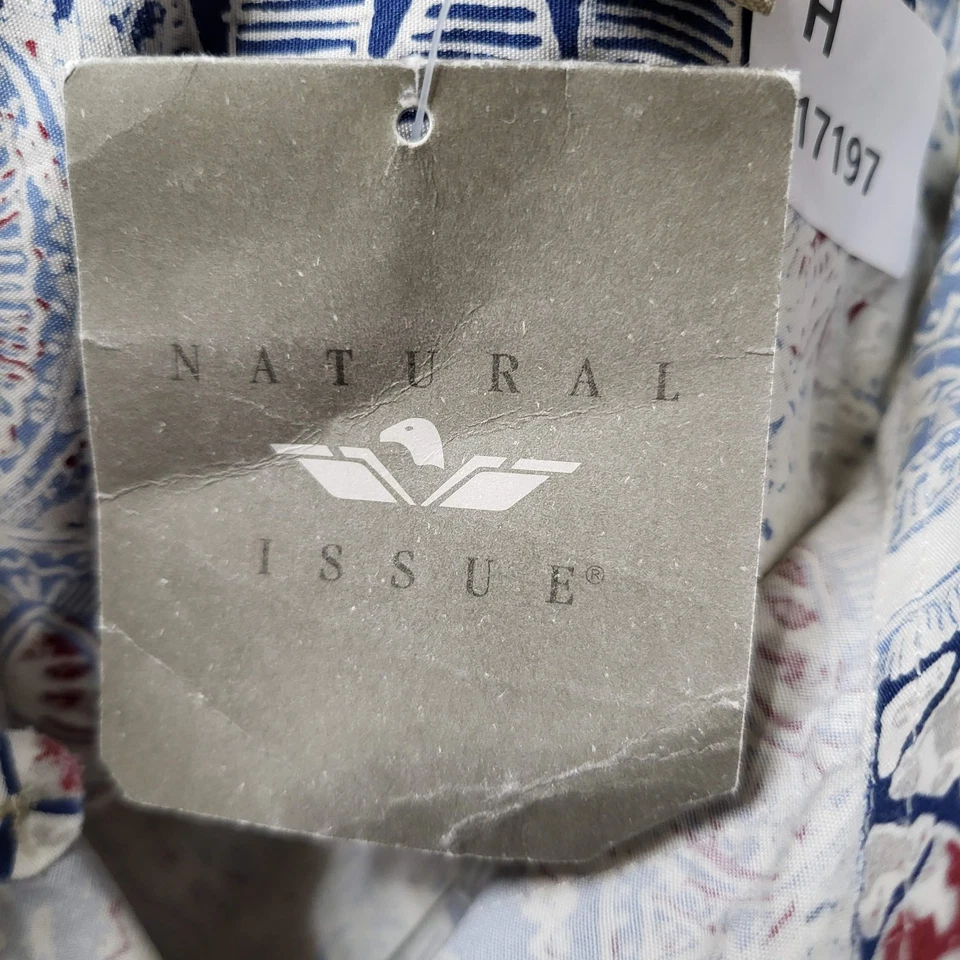 Camisa abotonada Natural Issue para hombre XXL azul geométrica manga corta Foto 3 de 4
