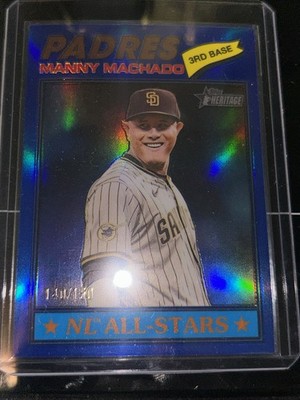 2026 Topps Heritage Manny Machado /150 Chrome Blue Refractor SP #143 PADRES