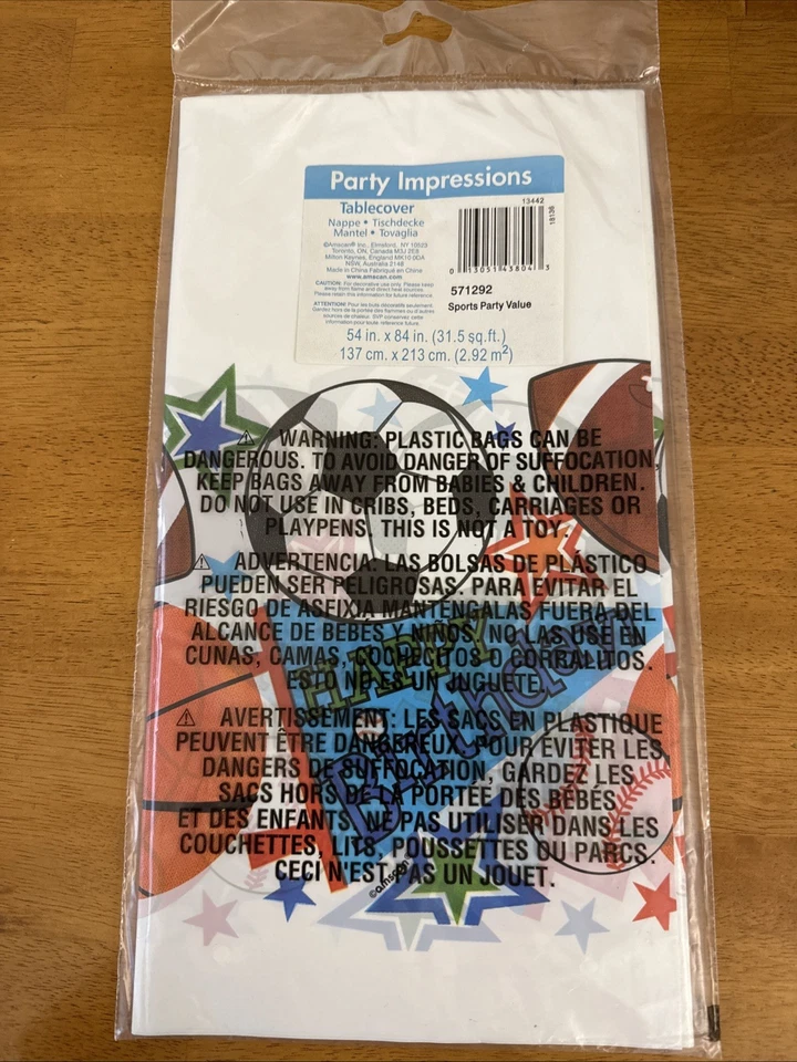 Fundas de mesa de plástico para cumpleaños con temática deportiva - 54" X 84" decoración de fiesta de cumpleaños Foto 2 de 4