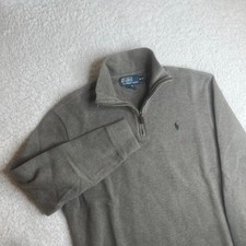 Vintage Polo Ralph Lauren men's taupe green quarter zip pullover 1/4 cotton M
