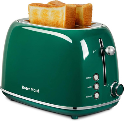 2 Slice Toaster Retro Stainless Steel with Bagel, Cancel, and Defrost Functions,