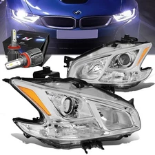 CHROME PAIR PROJECTOR HEADLIGHT LAMPS+FAN LED HID KIT FOR 09-14 NISSAN MAXIMA